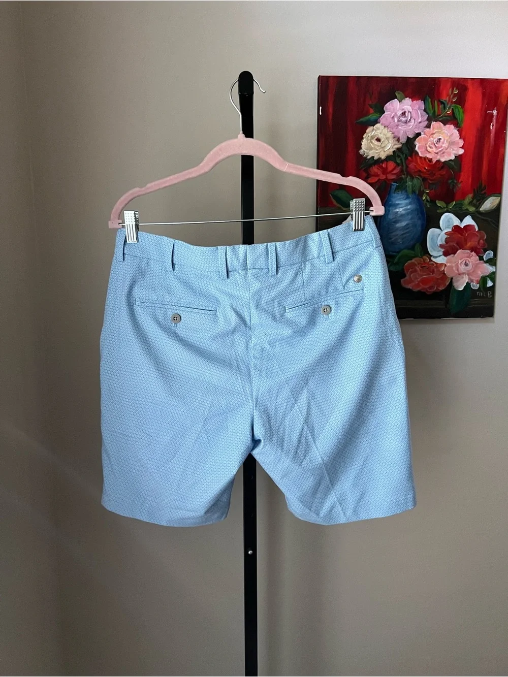 Peter Miller golf Men's Light Blue Textured Cotton Shorts